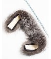 Silver Fox Fur Collar/Cuffs Trim Strip with Grosgrain