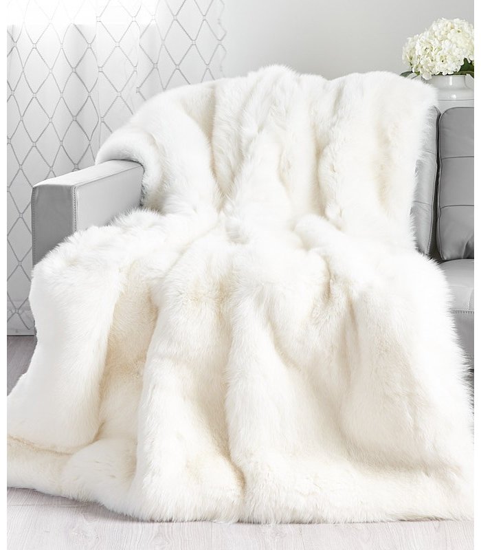 Custom Full Pelt White Fox Fur Blanket / Fur Throw: FurSource.com