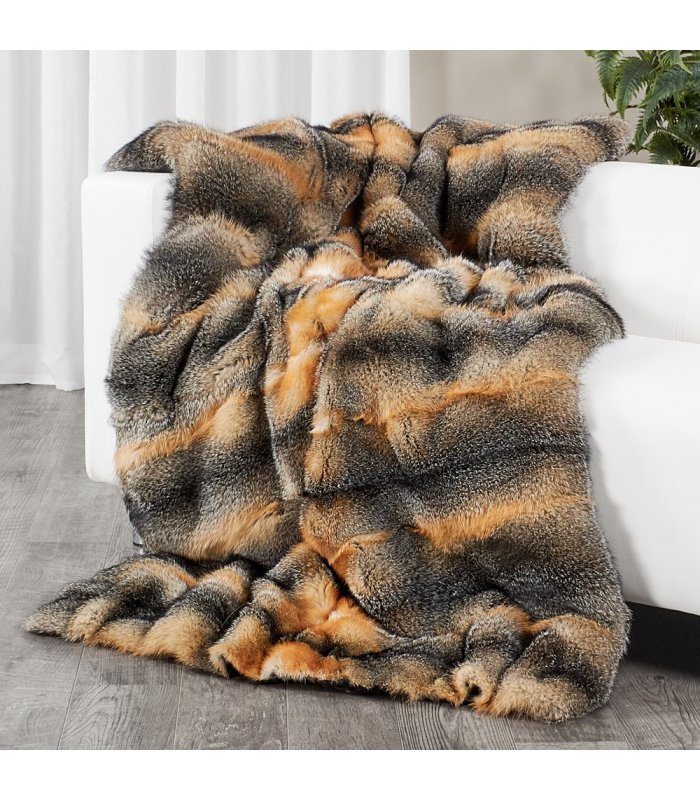 Luxury Canadian Red Fox, Fur Blanket Throw