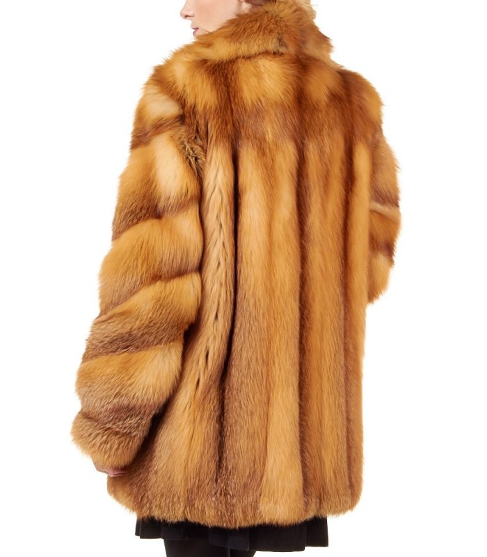 Women's Red Fox Fur Stroller Coat