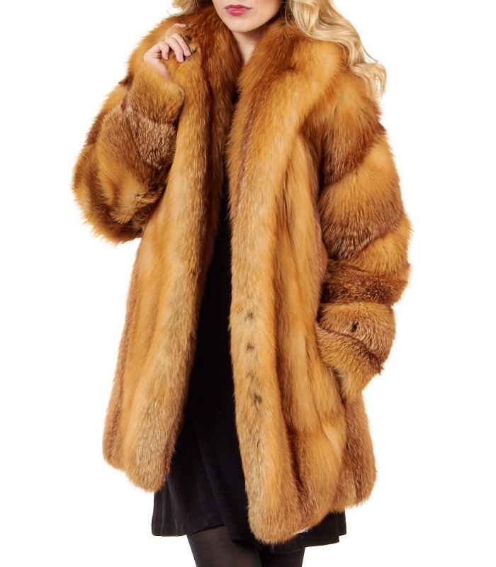 Designer Full Length Fox Fur Coat Jacket Stroller